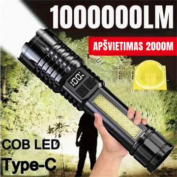 PAKRAUNAMAS GALINGIAUSIAS ŽIBINTUVĖLIS 100000LM 🔆🔆🔆